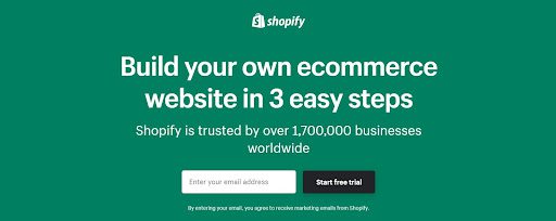 Page d'accueil Shopify