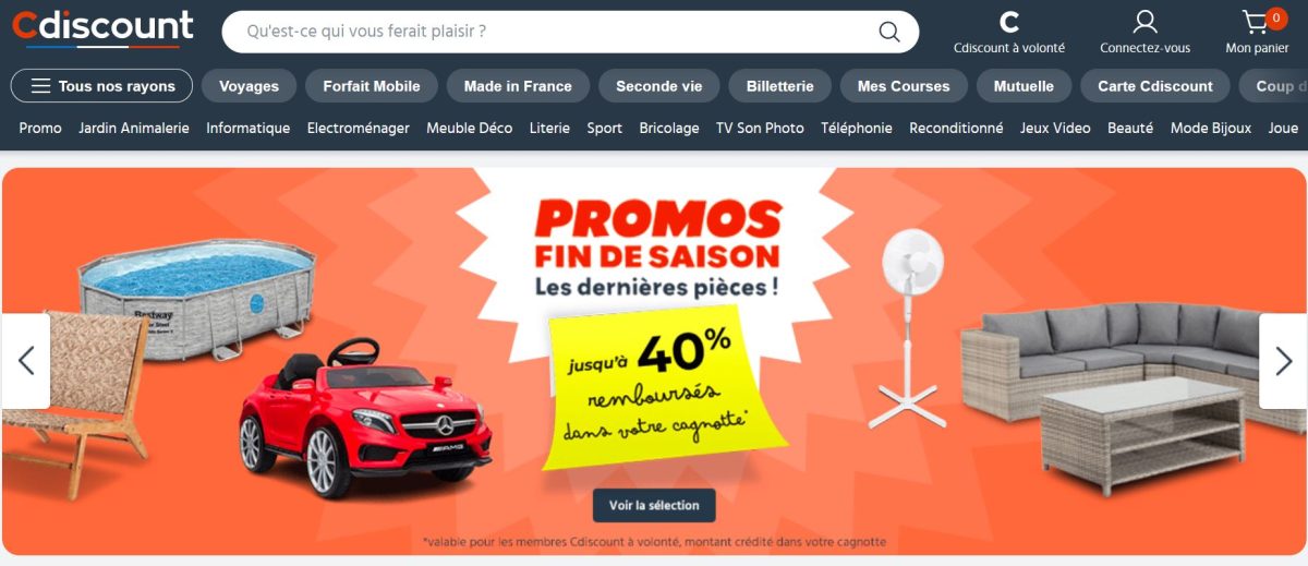 página de inicio de cdiscount