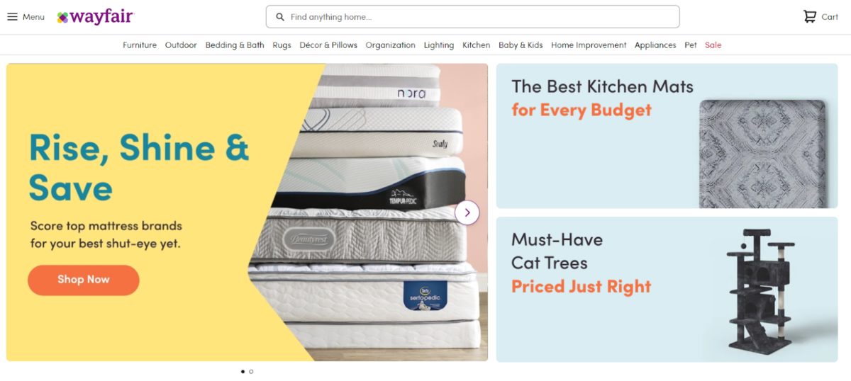 Wayfair Homepage