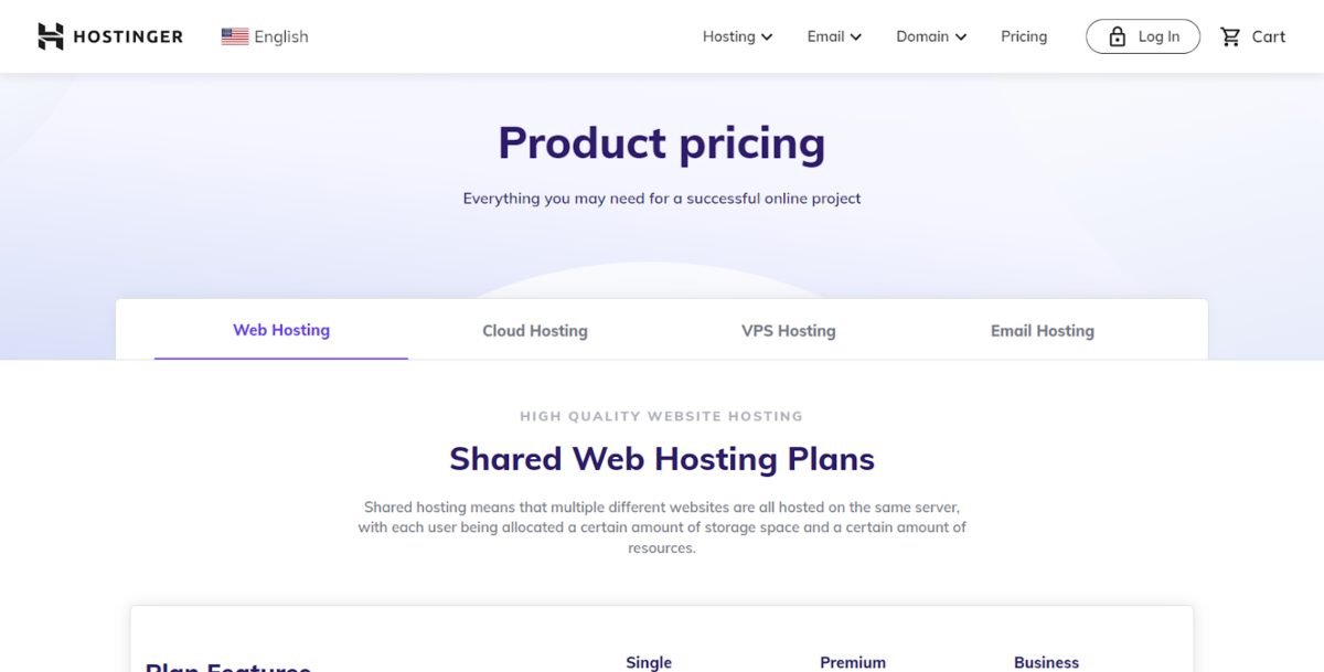 Hostinger pricing