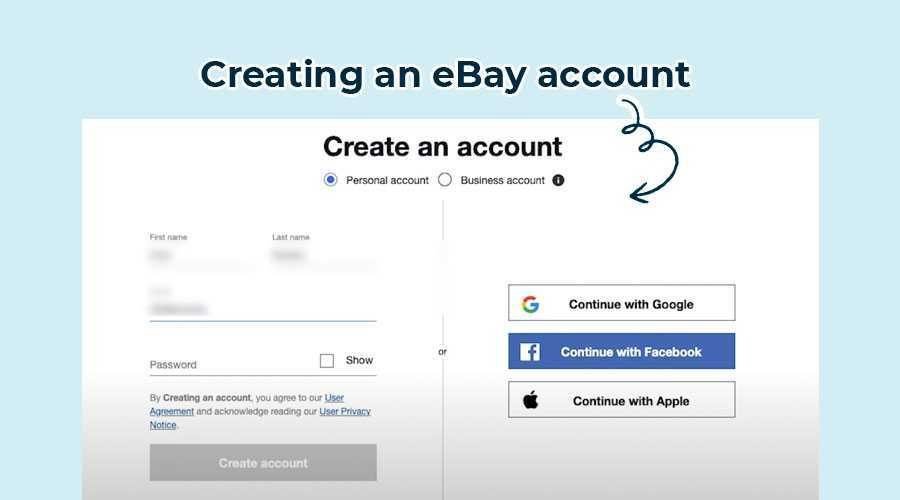 Crear una nueva cuenta de ebay