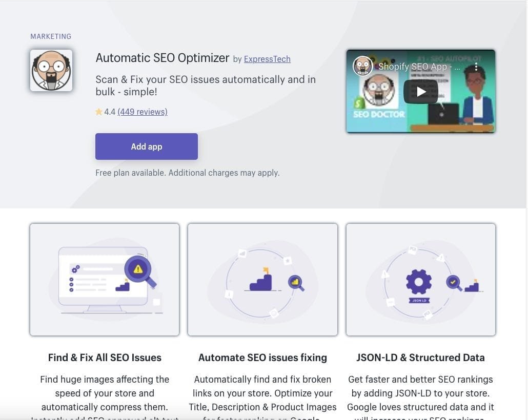 Automatic SEO Optimizer Shopify app