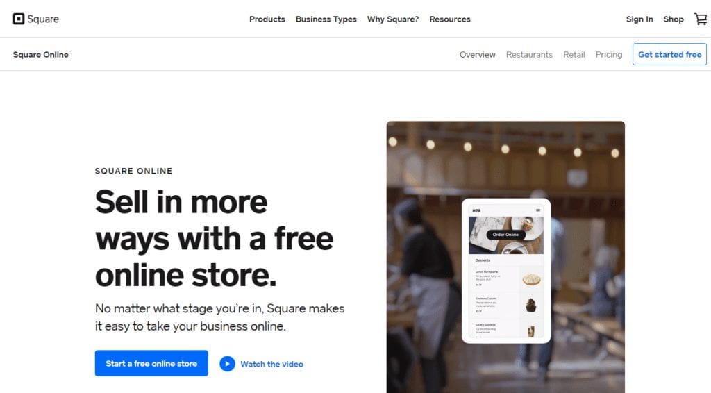 Vender en línea Crear una tienda en línea gratis o un sitio web de comercio electrónico Square 1024x566 1