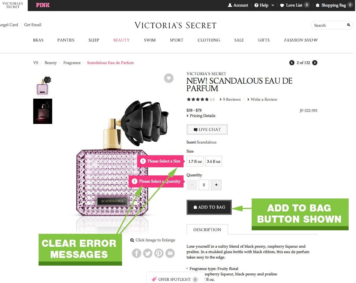 Victoria's Secret ne cache pas le bouton