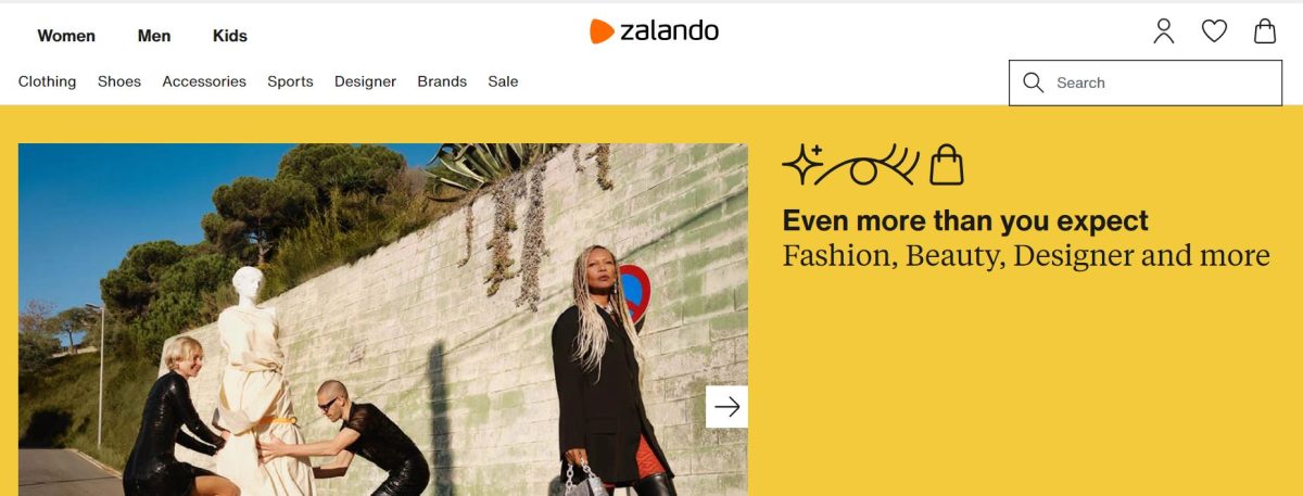 page d'accueil de zalando