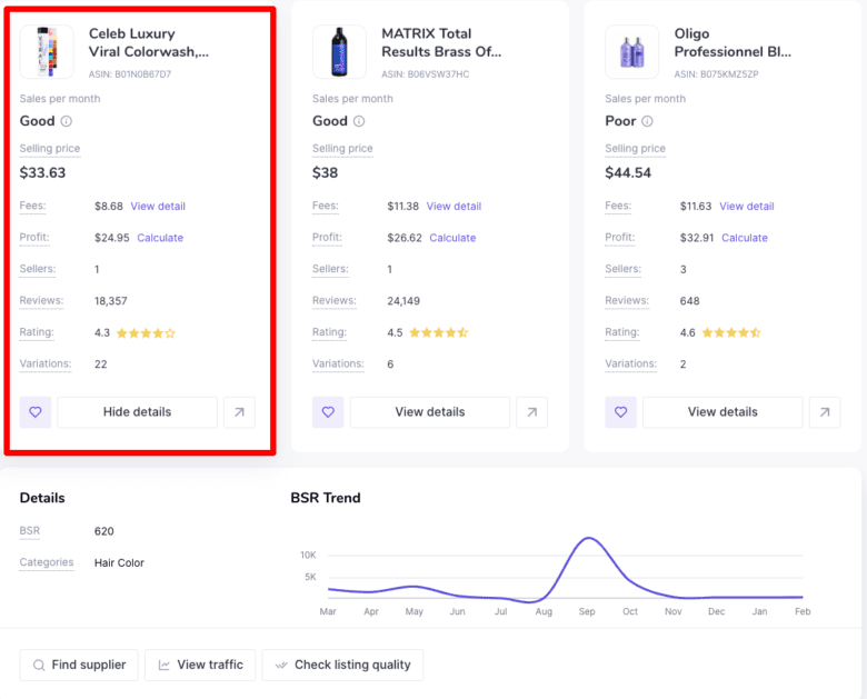 Résultats de la recherche de produits Sellzone