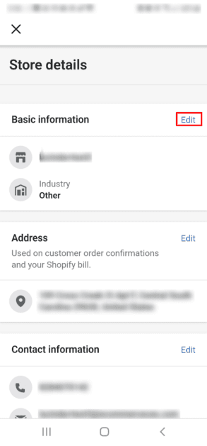 Change Store Details Shopify Android Mobile App