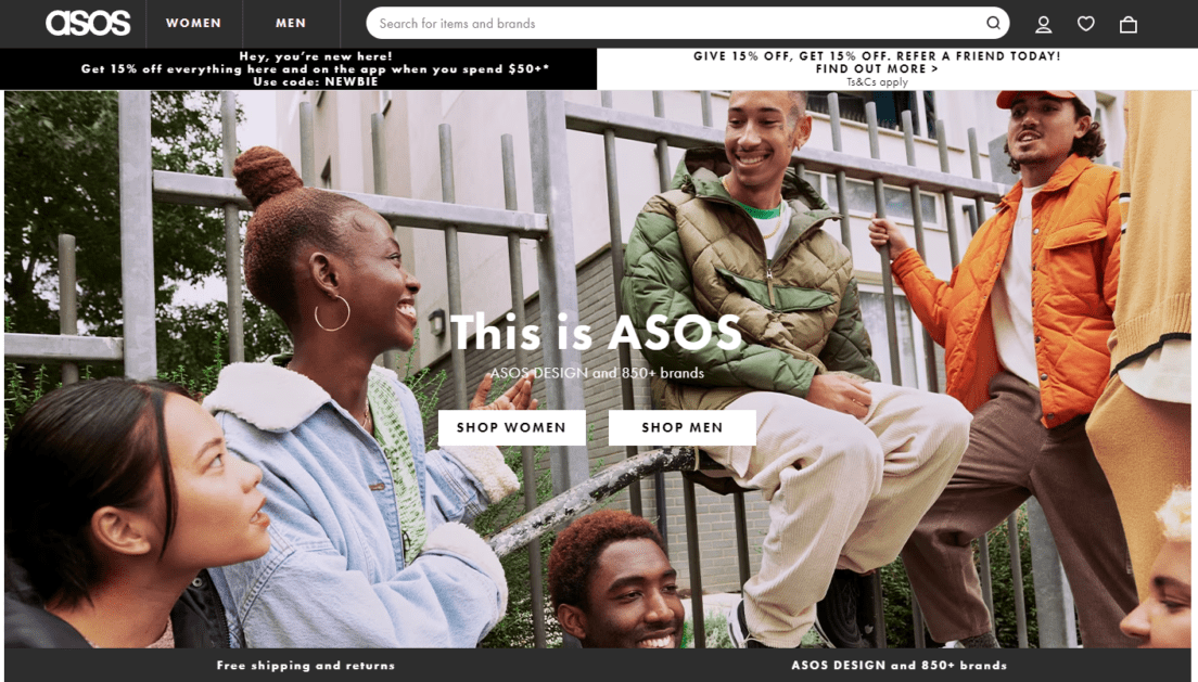 Página de inicio de Asos