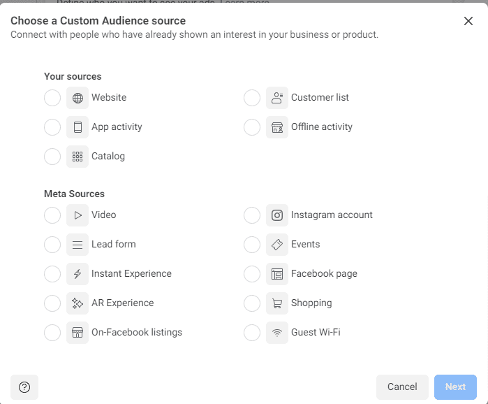 Facebook personalizada audiencias