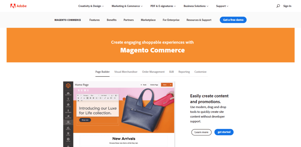 Plataforma de venta en línea Magento Commerce 1