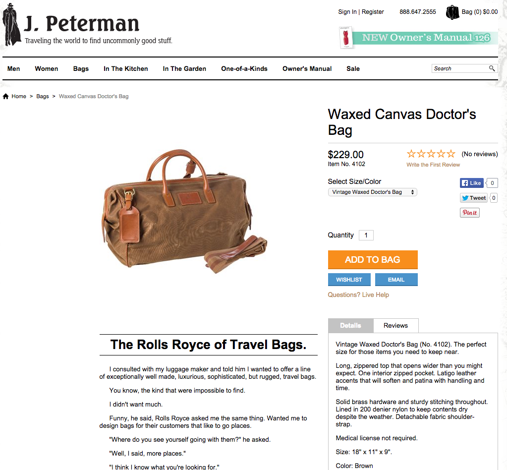 Sac de docteur en toile cirée The J. Peterman Company