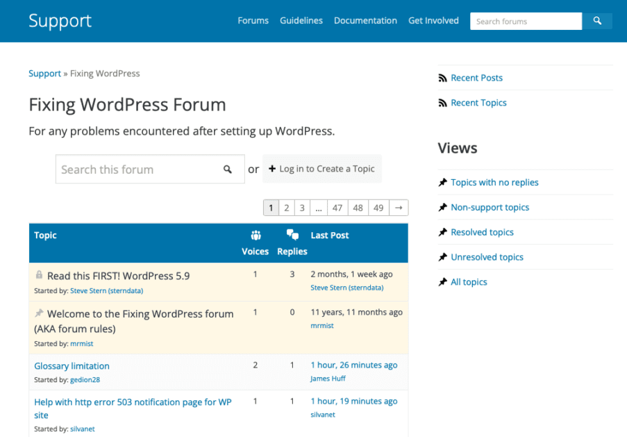 forum wordpress