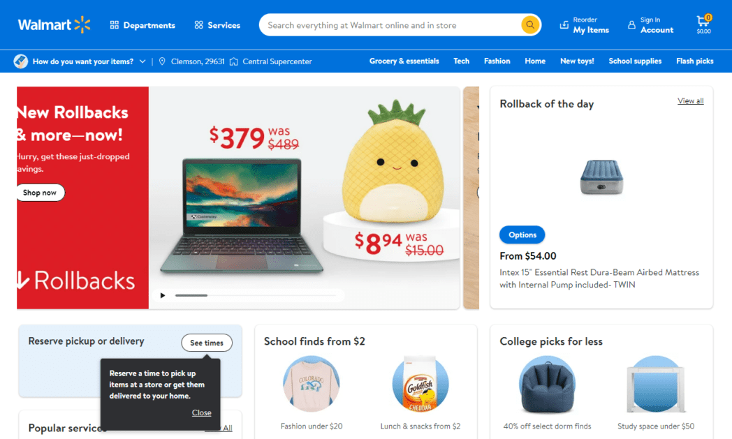 Página de inicio de Walmart