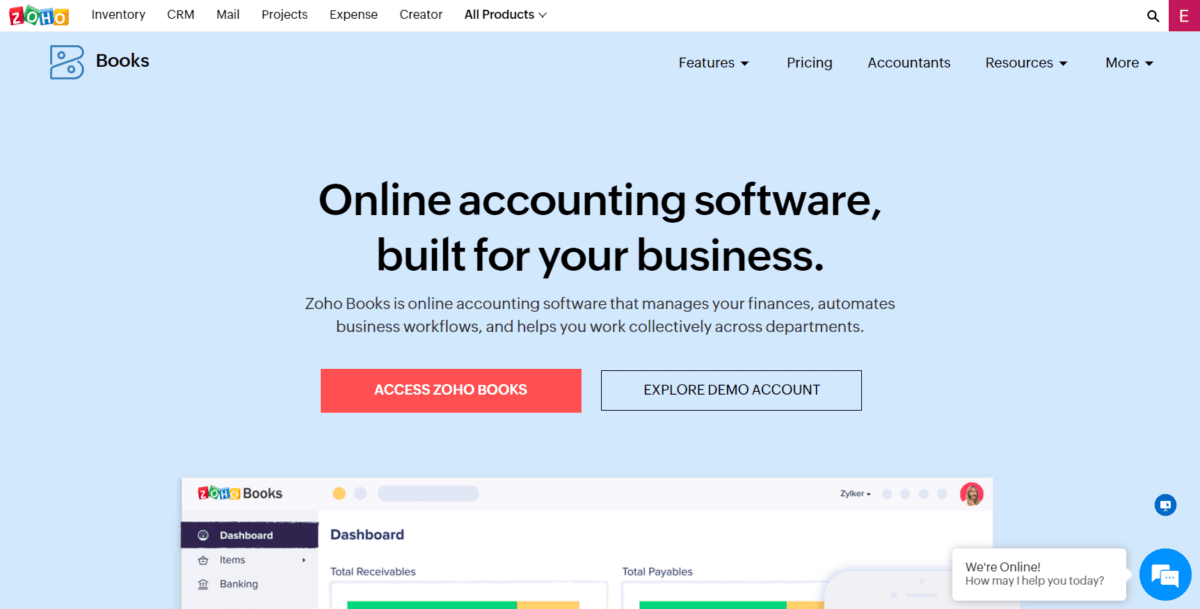 www.zoho .com us books Screenshot